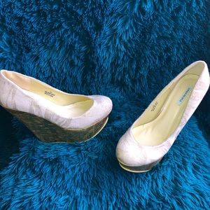 Brand New Light Pink and hint of gold Wedges
